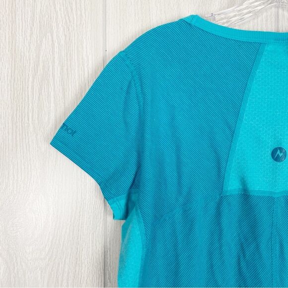 Marmot | Julie Short Sleeve Shirt In Aqua Stripe Size Large - Picture 6 of 8
